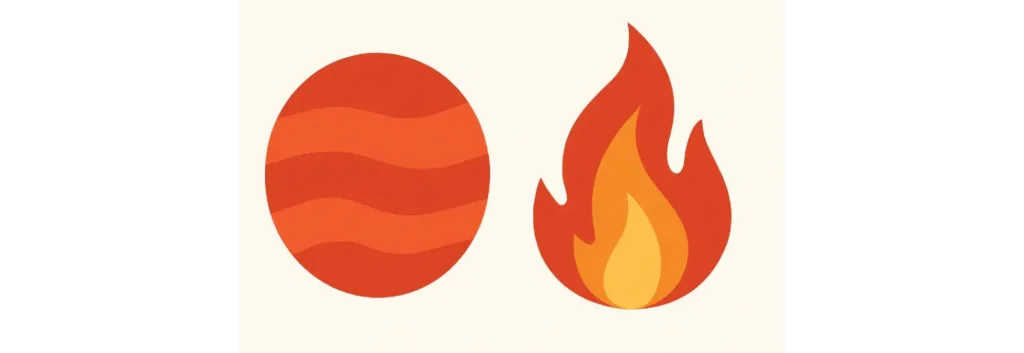 Aries ruling planet Mars with fire element symbolism