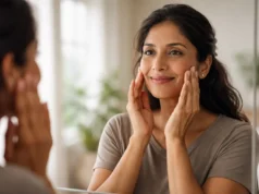 Face Tightening Exercise: Science-Backed Face Yoga for Wrinkles & Anti-Aging woman doing face tightening exercise for anti-aging