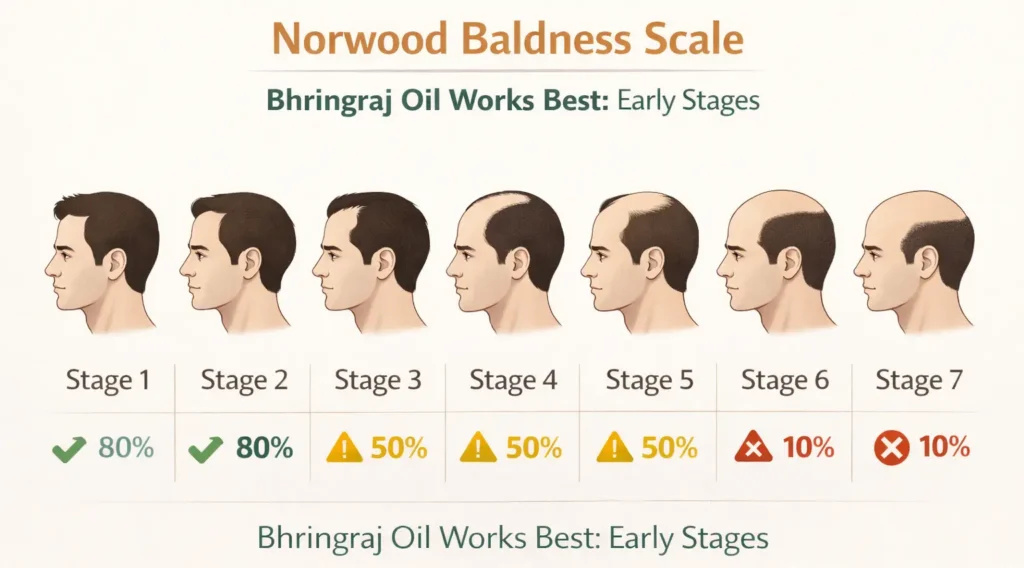 infographic showing Norwood baldness scale (stages 1-7)